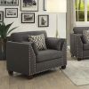 Laurissa Chair &amp; 3 Pillows in Light Charcoal Linen 52407