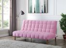 Yolandi Adjustable Sofa; Pink Velvet &amp; Dark Walnut Finish 57200
