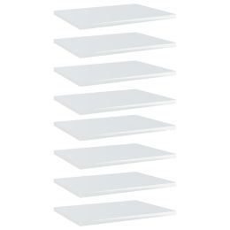 Bookshelf Boards 8 pcs High Gloss White 15.7"x11.8"x0.6" Chipboard