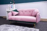 [New+Video]2156 sofa includes 2 pillows 58" pink velvet sofa for small spaces