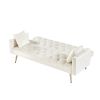 Cream White Convertible Folding Futon Sofa Bed ; Sleeper Sofa Couch for Compact Living Space.