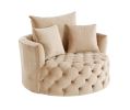 Zunyas Accent Chair w/Swivel; Beige Velvet AC00290