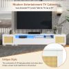 ON-TREND Rattan Style Entertainment Center with Push to Open Doors; 3-pics Extended TV Console Table for TVs Up to 90'; Modern TV Stand with Color Cha