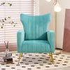 Modern Velvet Accent Chair with Arms;  Wingback Reading Chair with Gold Metal Legs;  Comfy Upholstered Single Leisure Sofa for Living Room Bedroom Clu