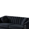 MH Modern Velvet Upholstered Sofa Couch; 3 Seat Tufted Back with Nail Arms with 2 pillows; Solid wood Legs; Sleeper Sofa for Living Room; Compact Livi