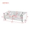 MH Modern Velvet Upholstered Sofa Couch; 3 Seat Tufted Back with Nail Arms with 2 pillows; Solid wood Legs; Sleeper Sofa for Living Room; Compact Livi
