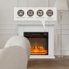25 Inch 1400W Electric Fireplace Mantel Heater; Freestanding Space Stove with Remote Control & Realistic Flames