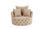Zunyas Accent Chair w/Swivel; Beige Velvet AC00290