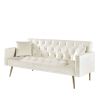 Cream White Convertible Folding Futon Sofa Bed ; Sleeper Sofa Couch for Compact Living Space.