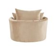 Zunyas Accent Chair w/Swivel; Beige Velvet AC00290