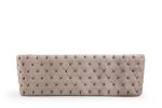 Naomi Button Tufted Sofa with Velvet Fabric and Gold Accent in Off White